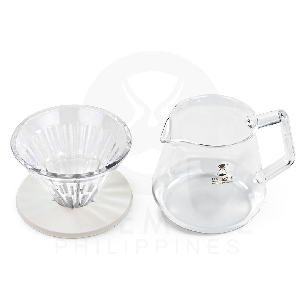TIMEMORE 360ml Server Glass Dripper 01 White Filter Paper 01 100 Pcs. Bundle