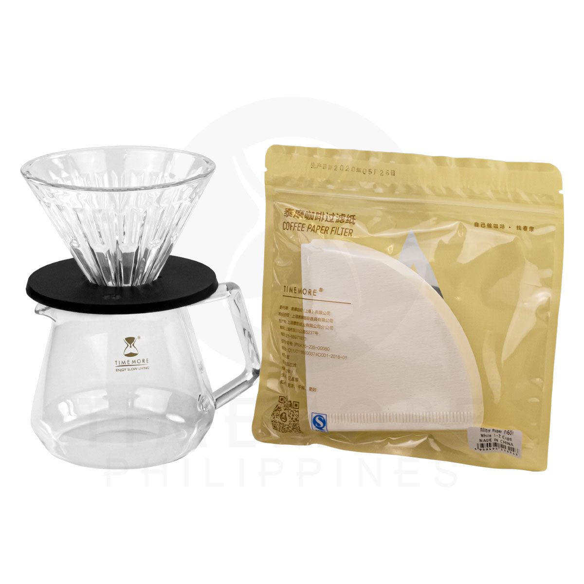 TIMEMORE 360ml Server Glass Dripper 01 Black Filter Paper 01 100 Pcs. Bundle