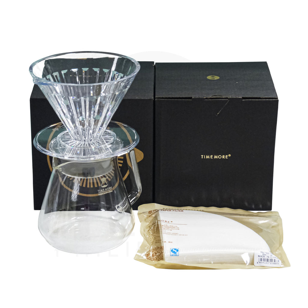 TIMEMORE 600ml Server PC Dripper 02 Filter Paper 02 100 Pcs Bundle