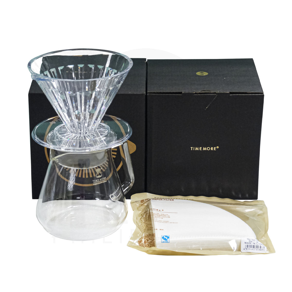 TIMEMORE 600ml Server PC Dripper 02 Filter Paper 02 100 Pcs Bundle