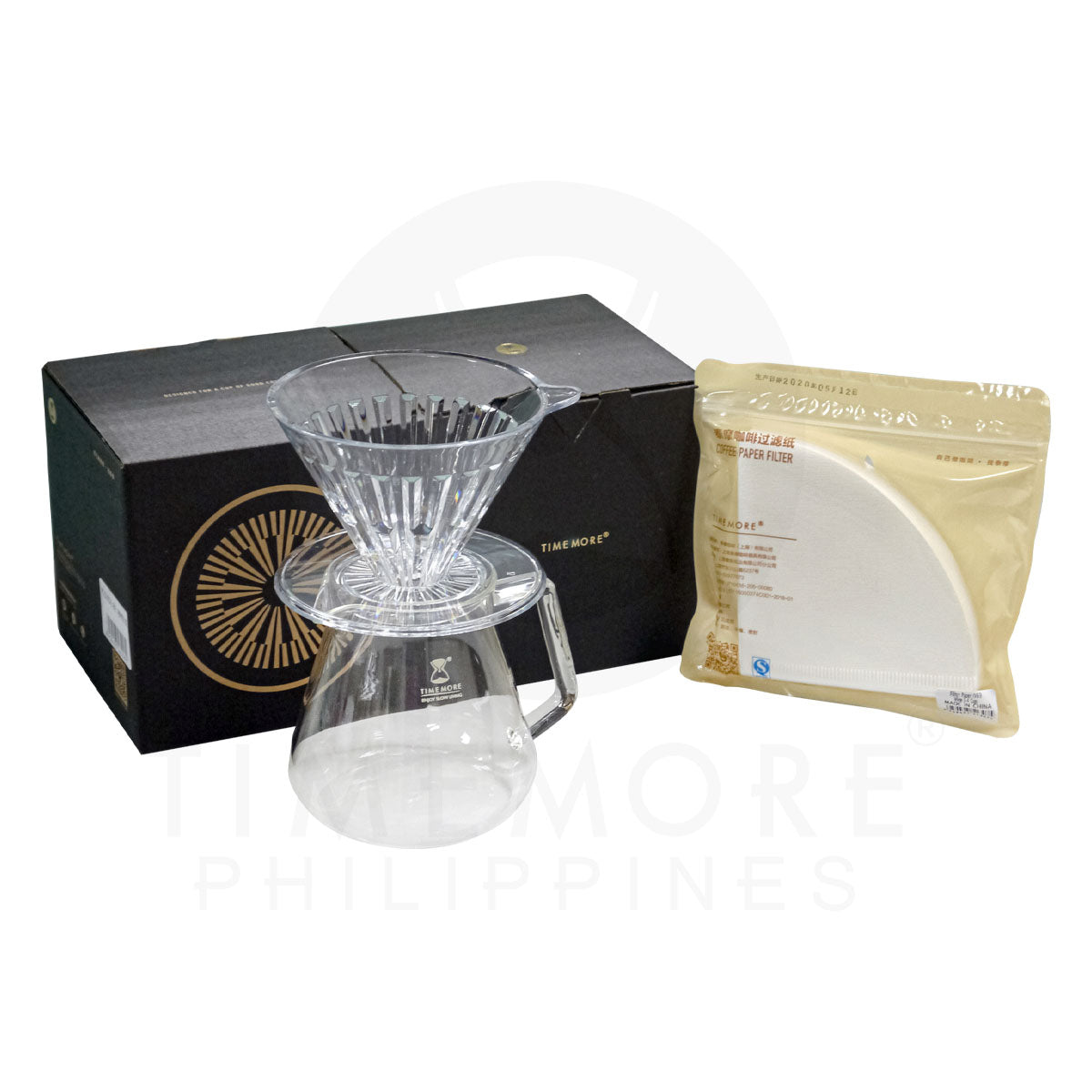 TIMEMORE 600ml Server PC Dripper 02 Filter Paper 02 100 Pcs Bundle