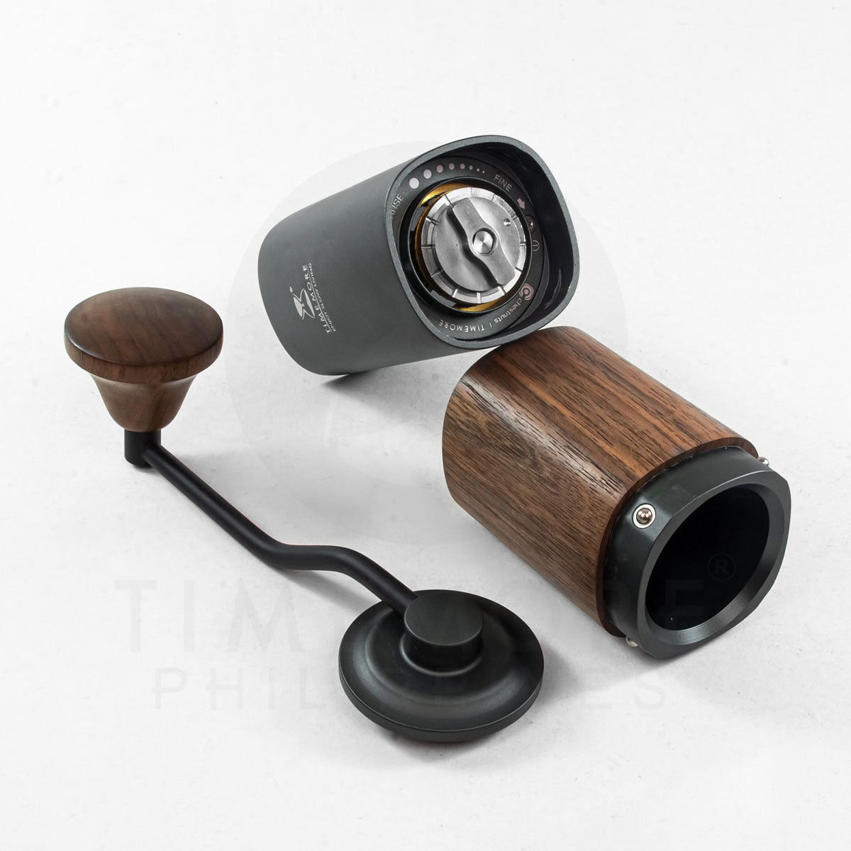 TIMEMORE G1 Plus Titanium Coated E&B Burr Black with Aluminum Wood Container Coffee Grinder